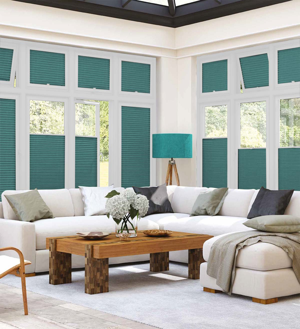 Darby Teal Honeycomb Blinds