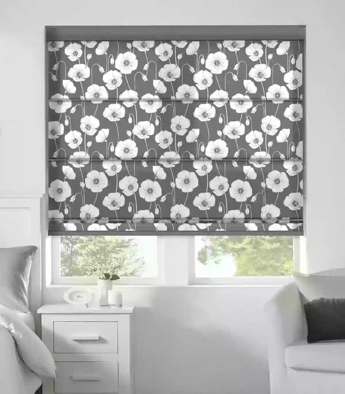 Lorraine Poppy romex blinds